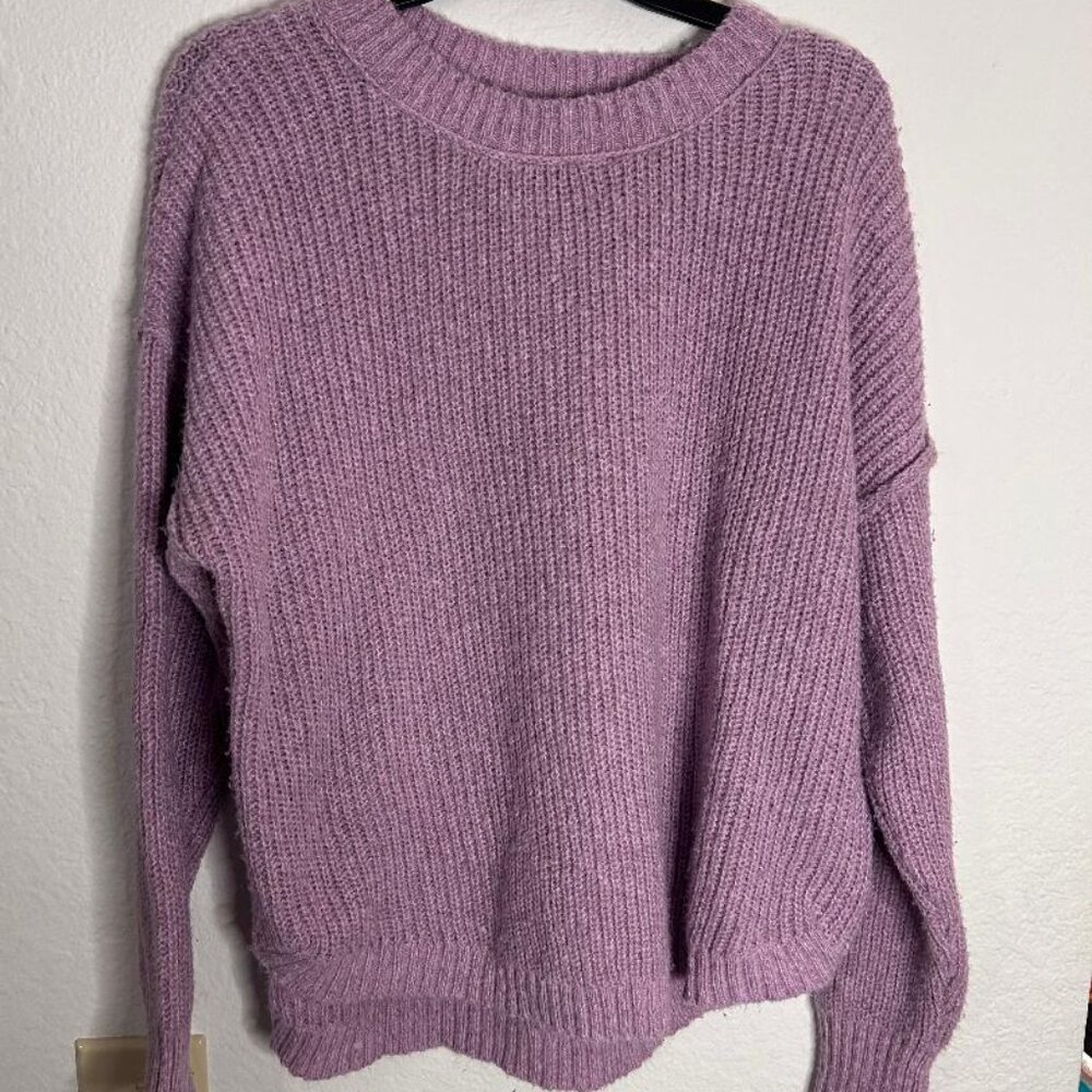 Oversized Cable Knit Sweater in Lilac Size XXL
